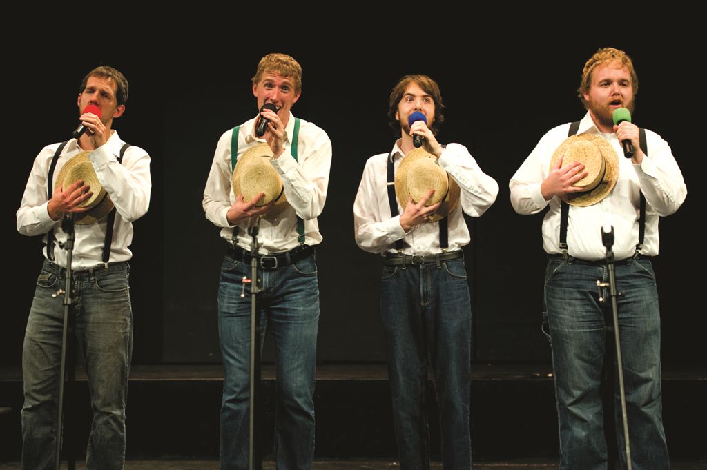 A photo of the bearded baritones performing